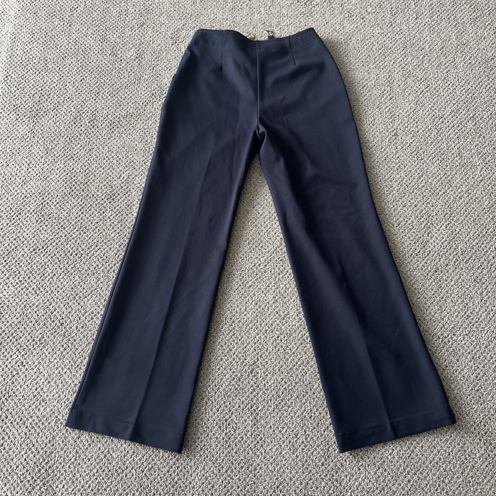St John  Sport By Marie Gray, Navy Wider Leg. Pants. Size 2. Gold Trim - Picture 6 of 6